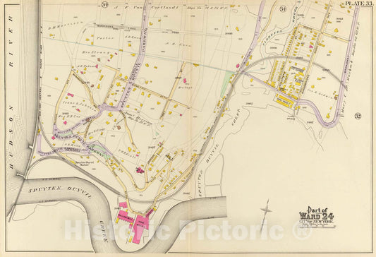 Historic Map : City Atlas - 1893 33, Ward 24. - Vintage Wall Art