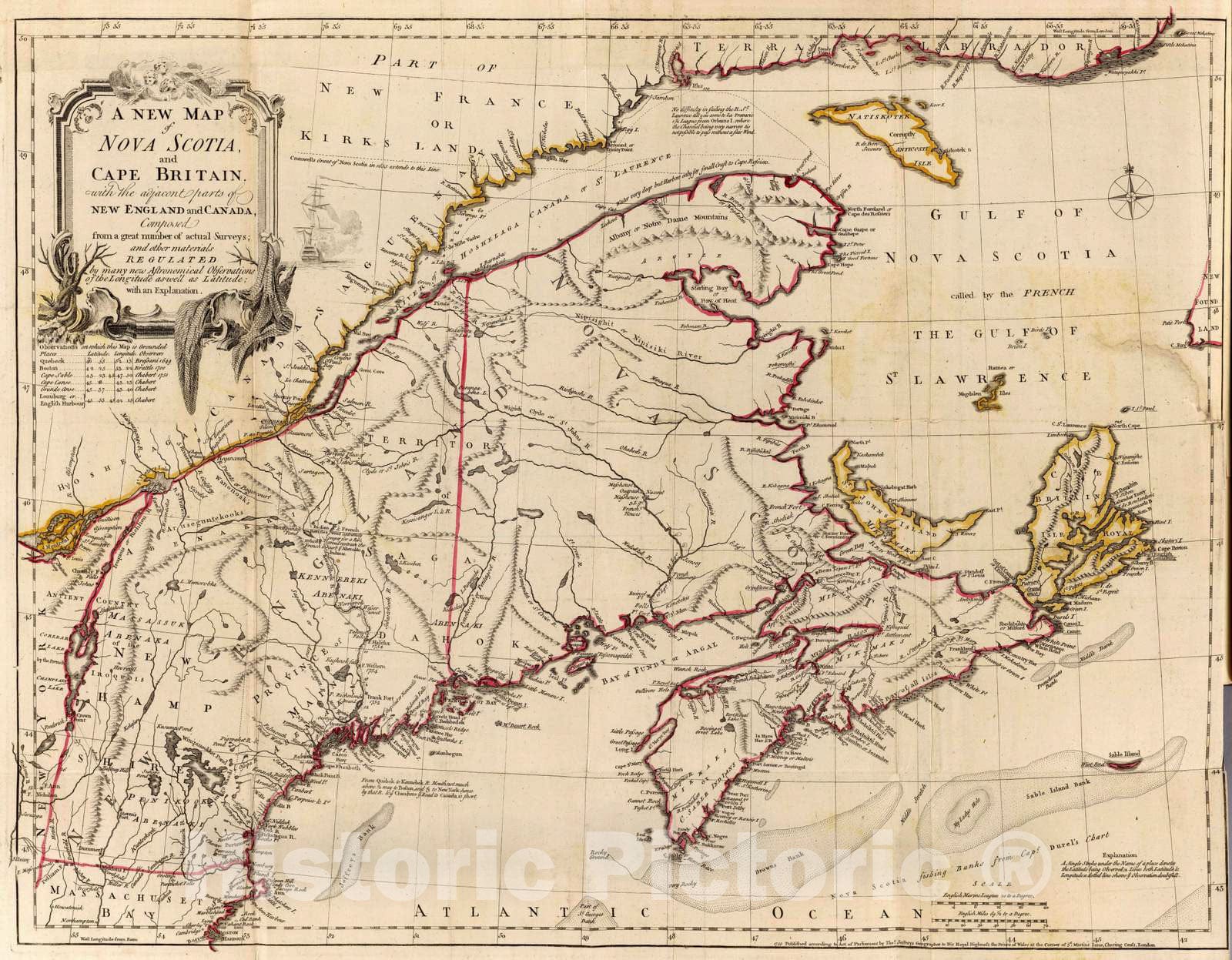 Historic Map : Geography Book - 1755 Nova Scotia, Cape Britain. - Vintage Wall Art
