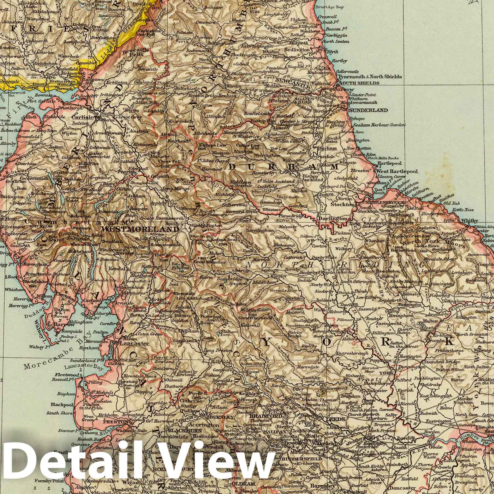 England and Wales, North - Railroad Map, 1895 - Historical Map Print