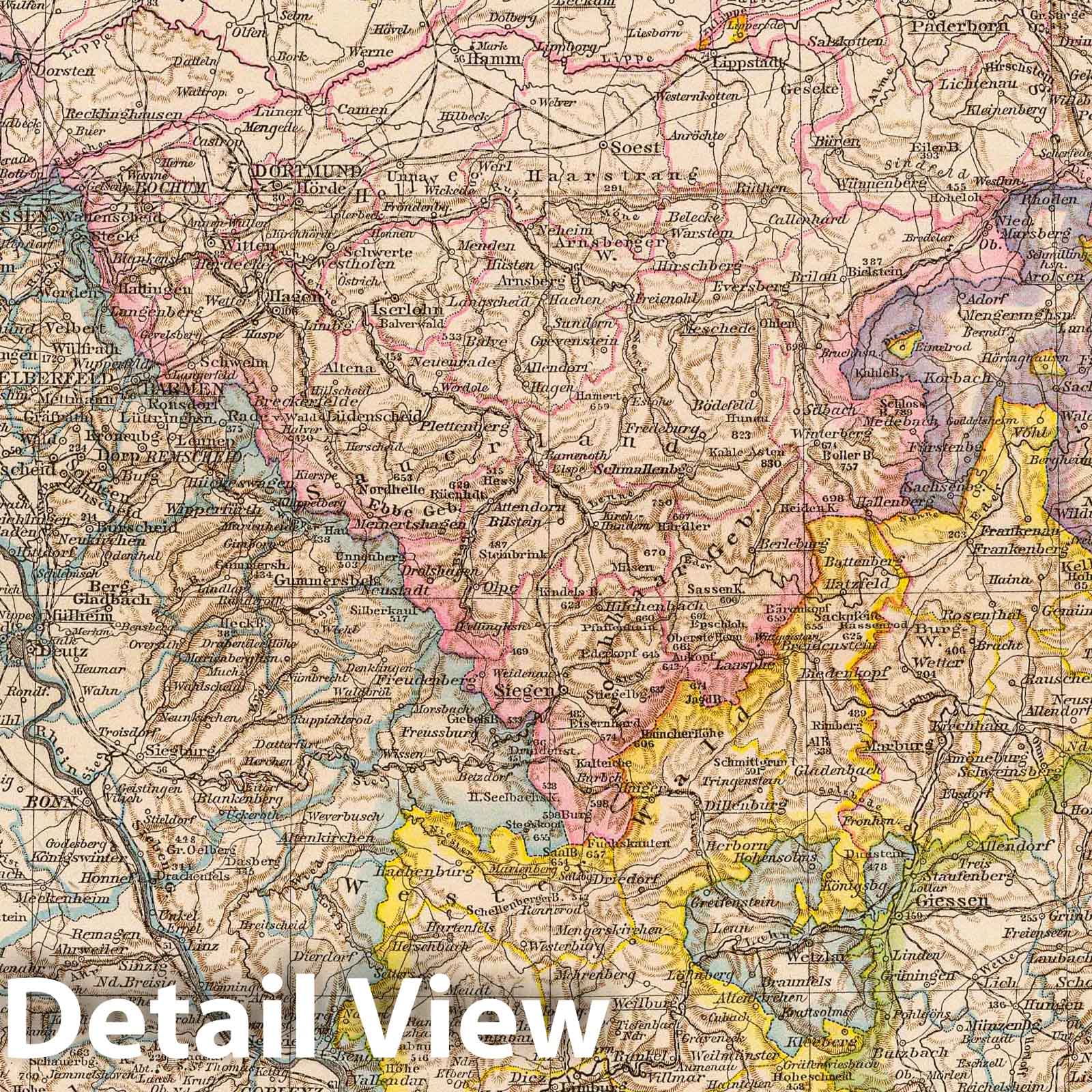 Rhine Province, Westphalia, Hesse-Nassau, Waldeck, and Hesse - Railroad Map, 1881