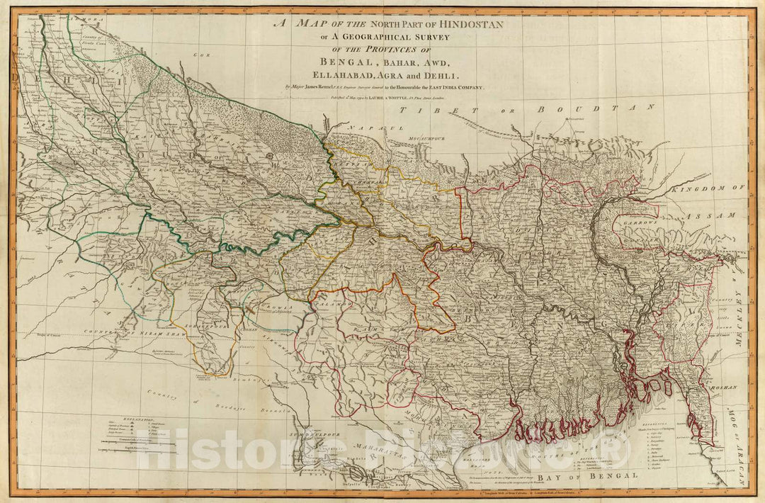 Historic Map : Bangladesh; India, 1794 N. Hindostan. , Vintage Wall Art