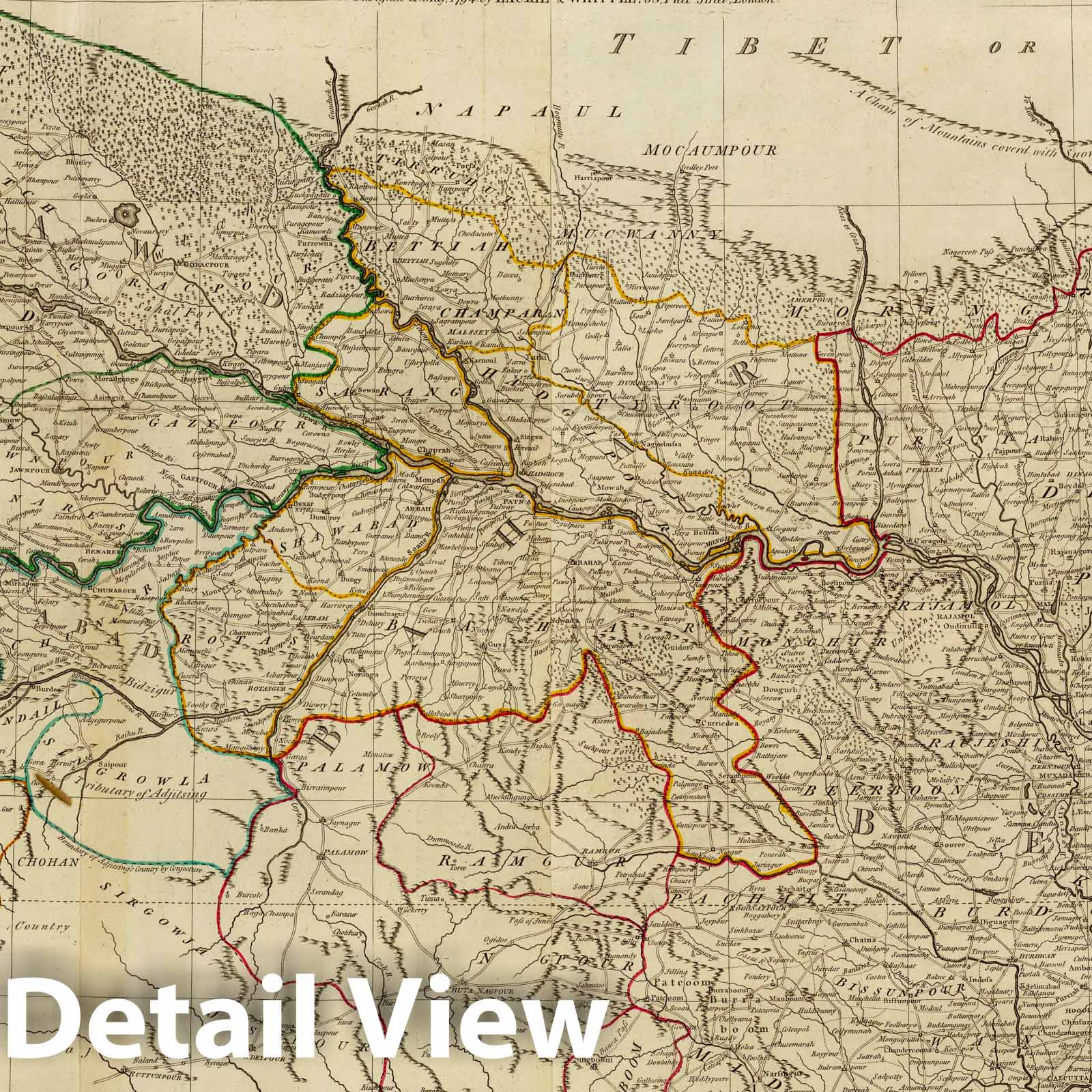 Northern India: Bengal, Bihar, Awadh, Allahabad, Agra, and Delhi - Survey Map, 1794