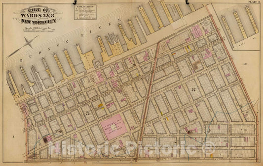 Historic Map : City Atlas - 1879 3. Wards 5, 8. - Vintage Wall Art