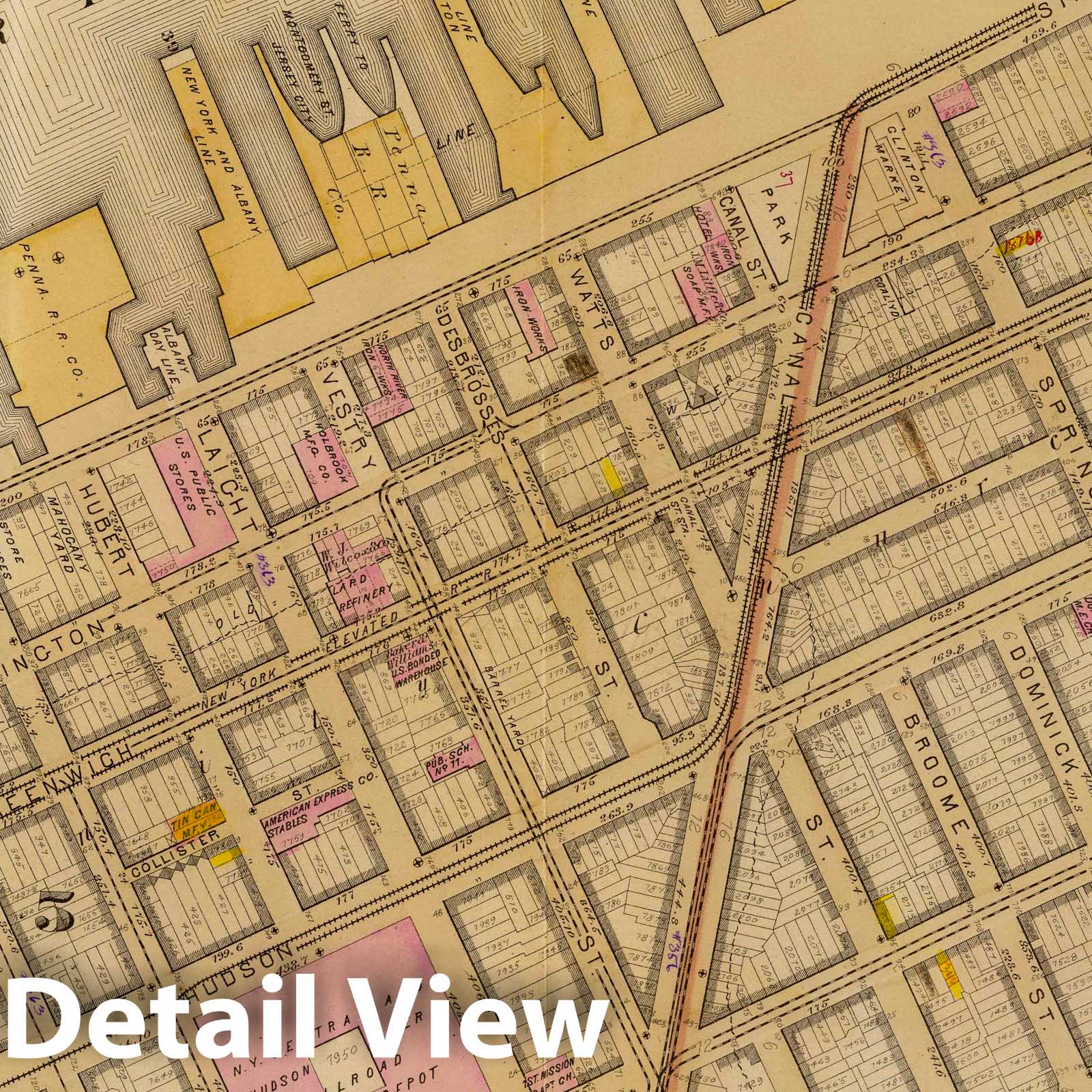 New York City, Wards 5 and 8 - Railroad Map, 1879