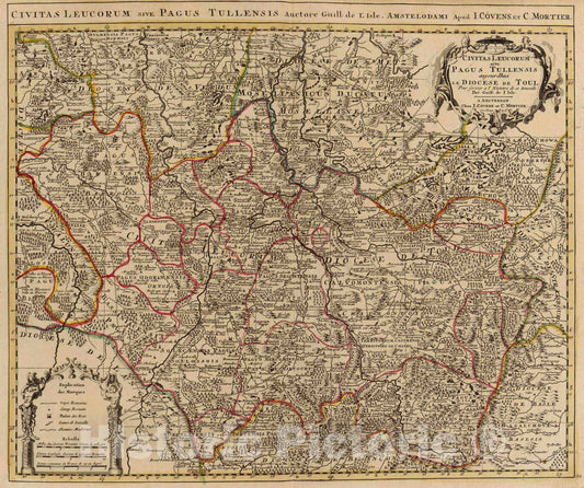 Historic Map : France, 1742 Civitas Leucorum, Diocese de Toul. , Vintage Wall Art