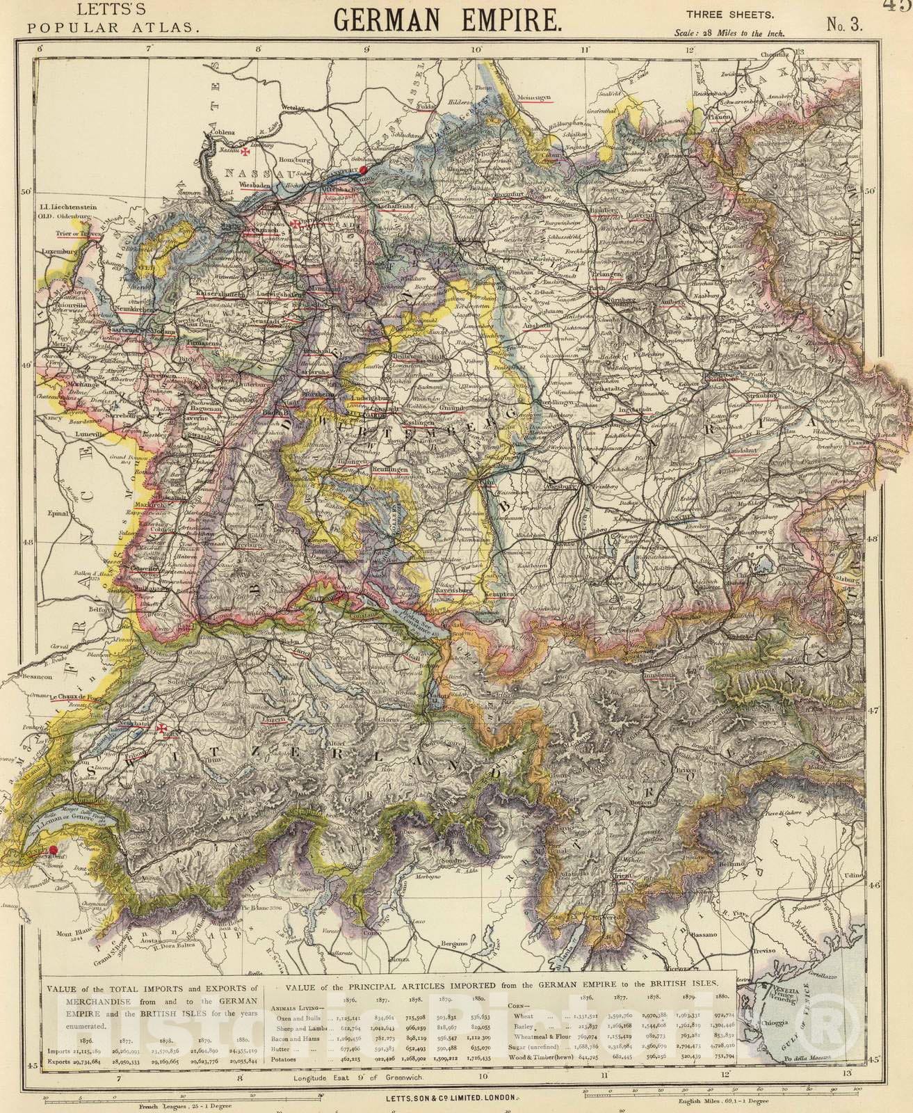 Historic Map : 1883 German Empire 3. - Vintage Wall Art