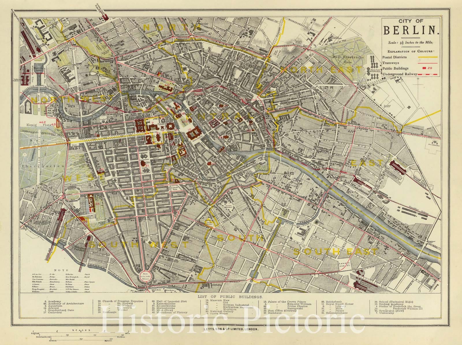 Historic Wall Map : Germany , Berlin Germany, 1883 Berlin. , Vintage Wall Art