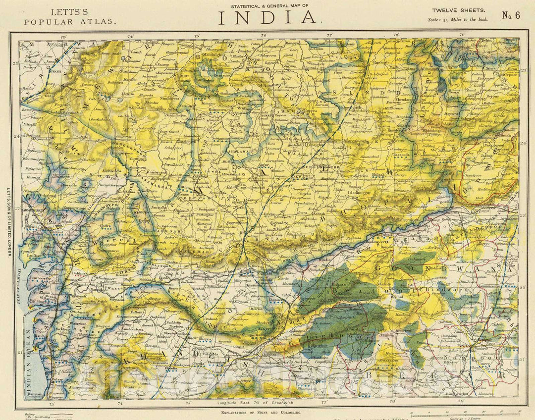 Historic Map : 1883 India 6. - Vintage Wall Art