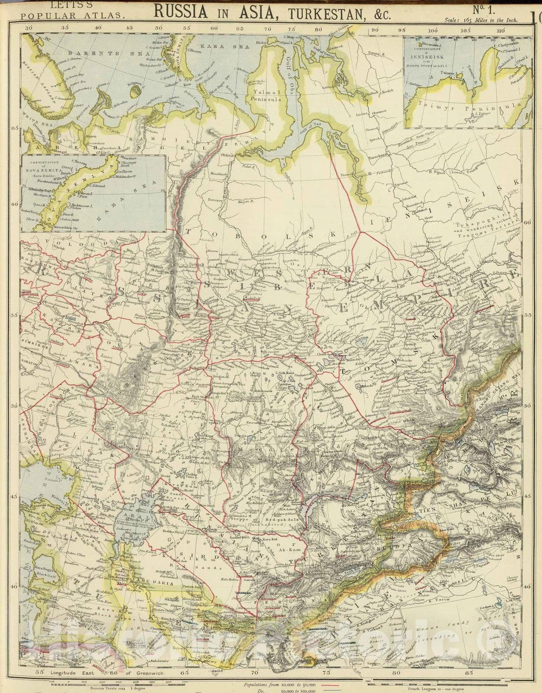 Historic Map : 1883 Russia in Asia 1. - Vintage Wall Art