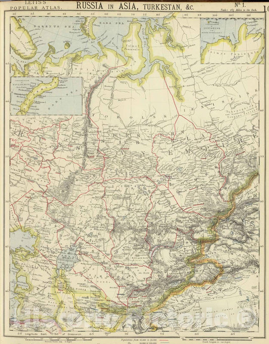 Historic Map : 1883 Russia in Asia 1. - Vintage Wall Art