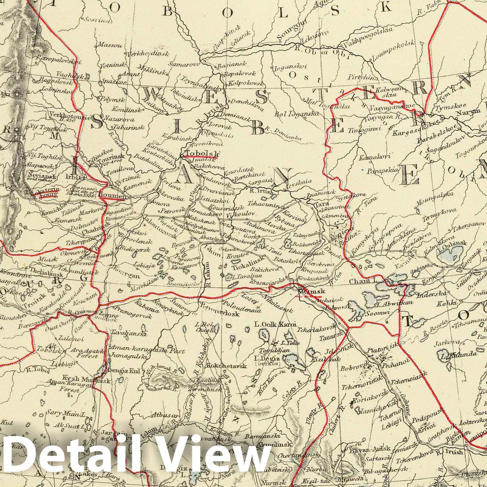 Central Asia and Russian Turkestan - Railroad Map, 1883 - Historical Map Print