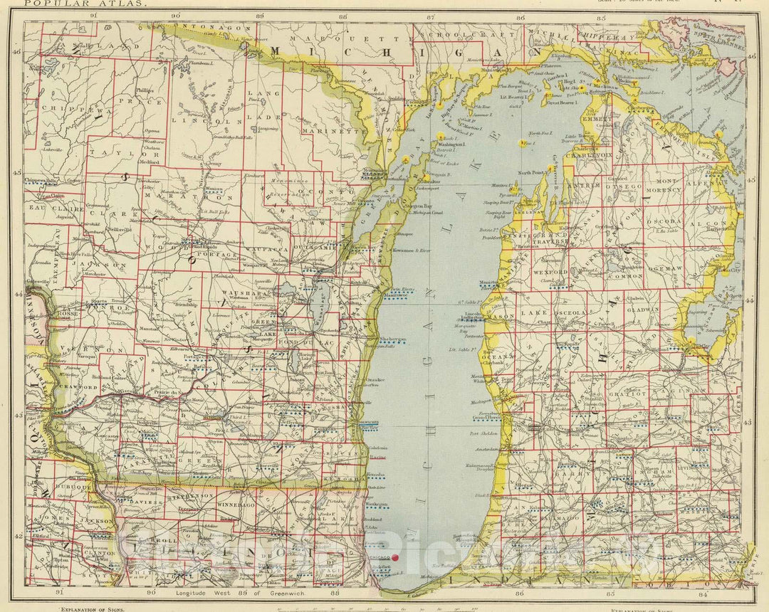 Historic Map : 1883 E. United States 1. - Vintage Wall Art