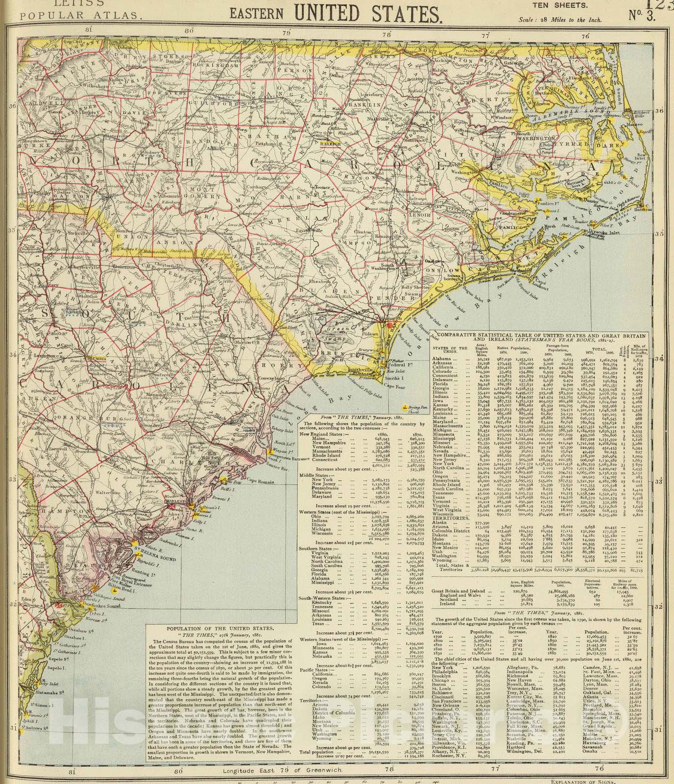 Historic Map : 1883 E. United States 3. - Vintage Wall Art