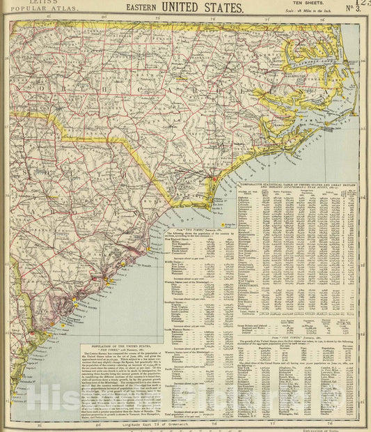 Historic Map : 1883 E. United States 3. - Vintage Wall Art