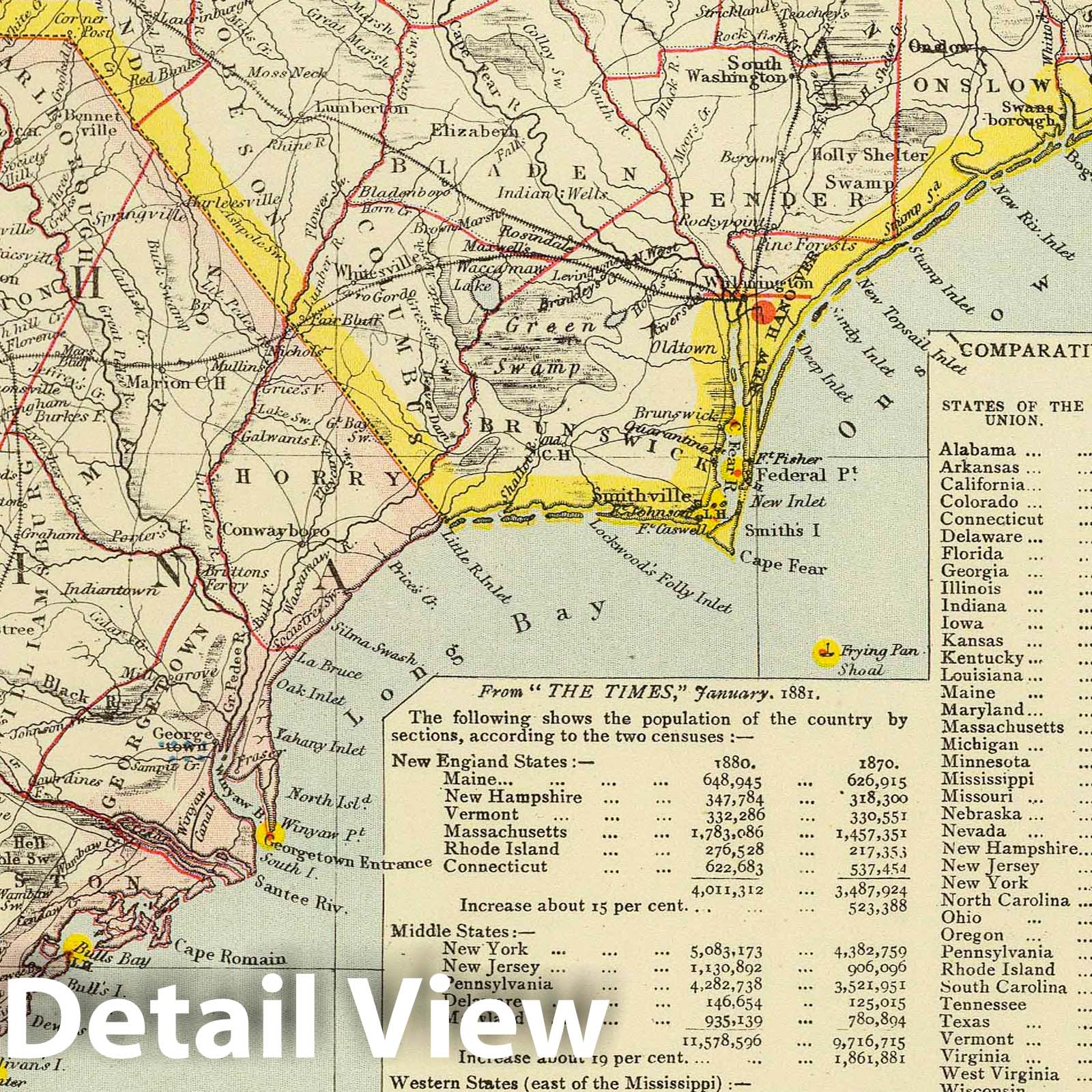 Historic Map : 1883 E. United States 3. - Vintage Wall Art