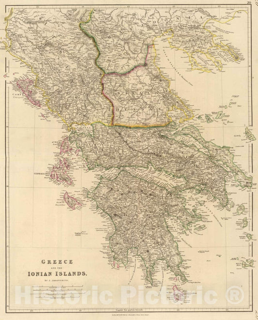 Historic Map : 1832 Greece, Ionian Islands. - Vintage Wall Art