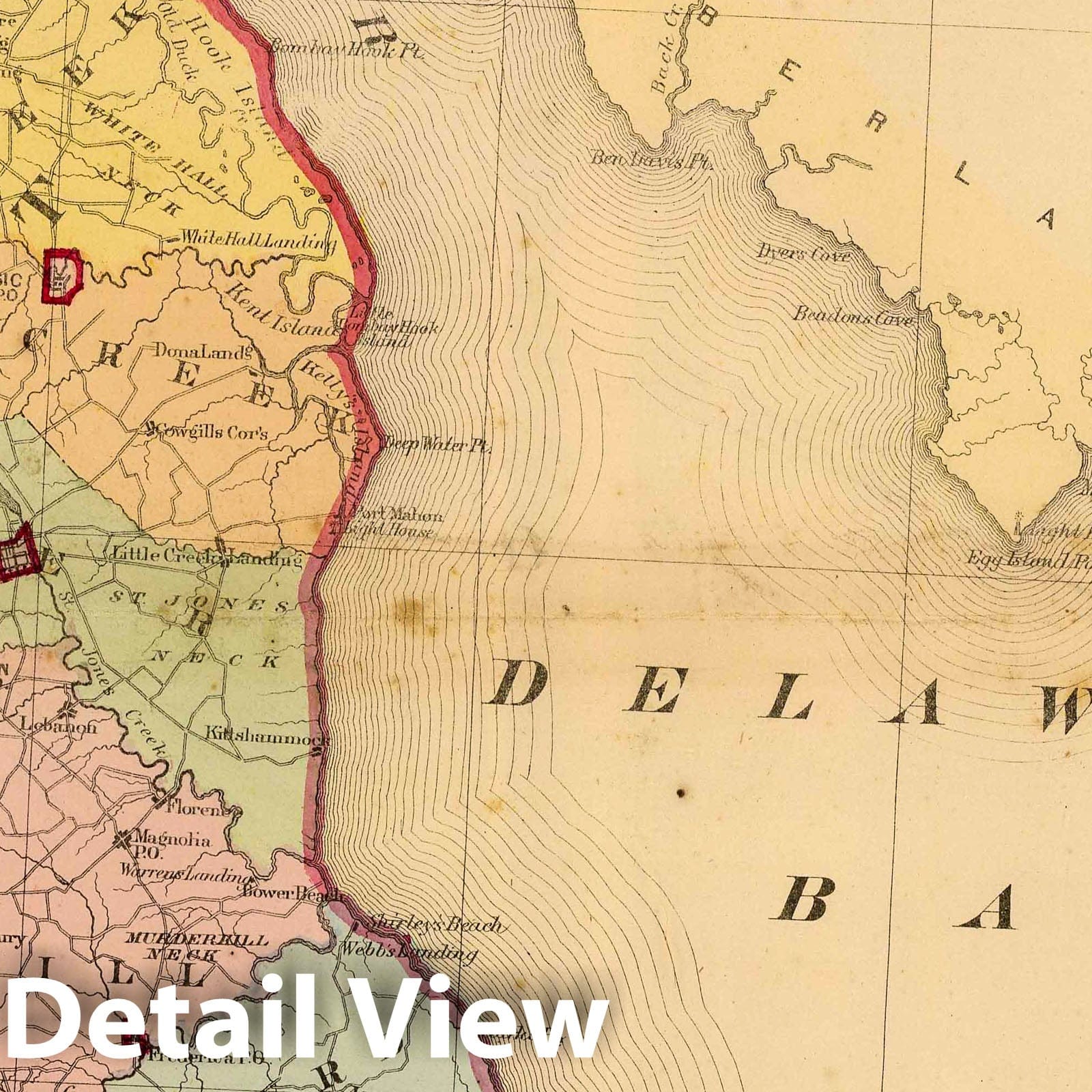 Delaware - Railroad Map, 1868 - Historical Atlas Reproduction