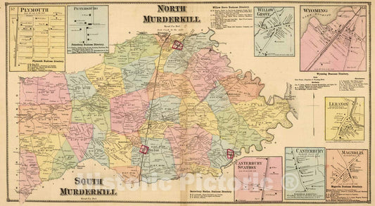 Historic Map : 1868 N & S Murderkill. - Vintage Wall Art