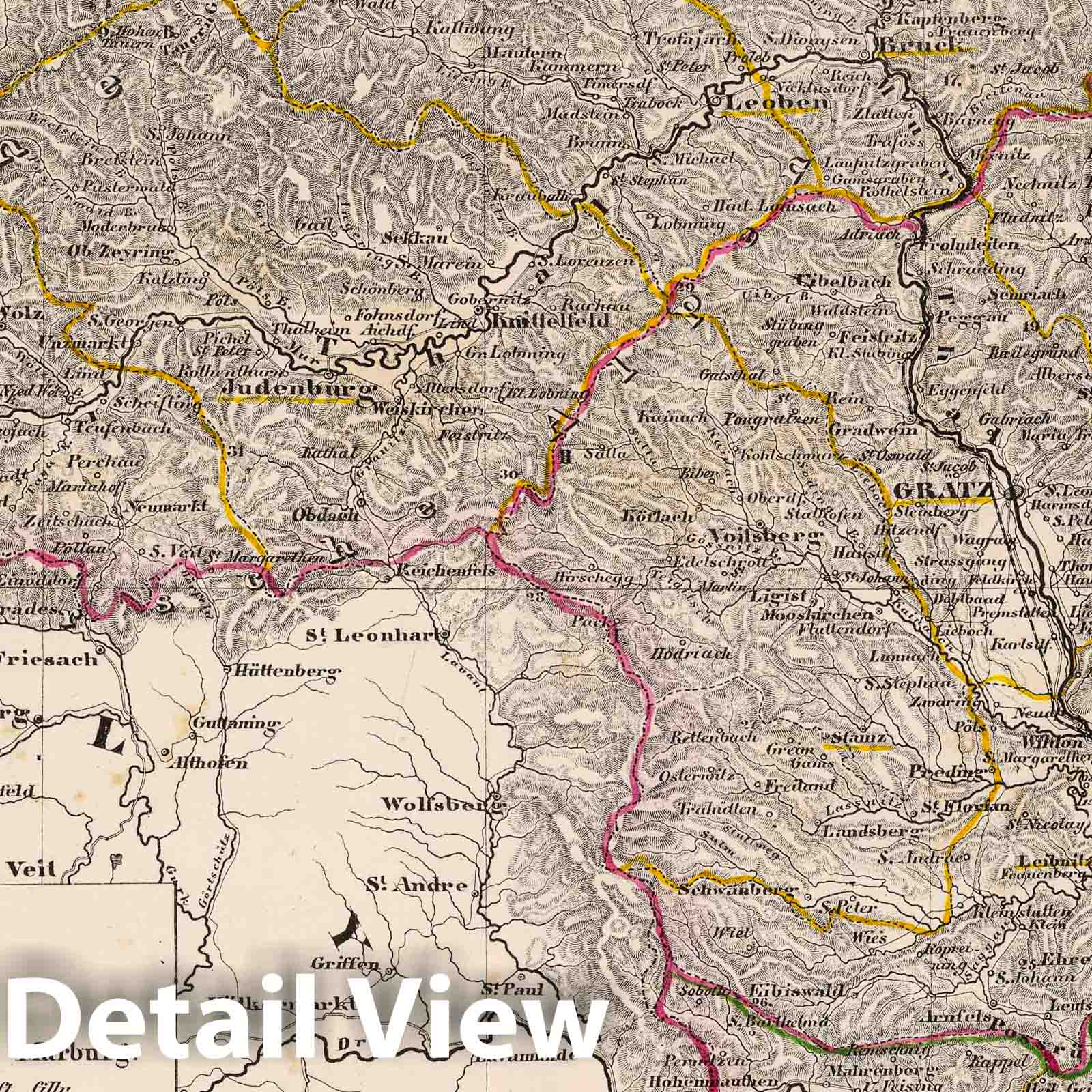 Styria, Austria 1855 Historical Map Print