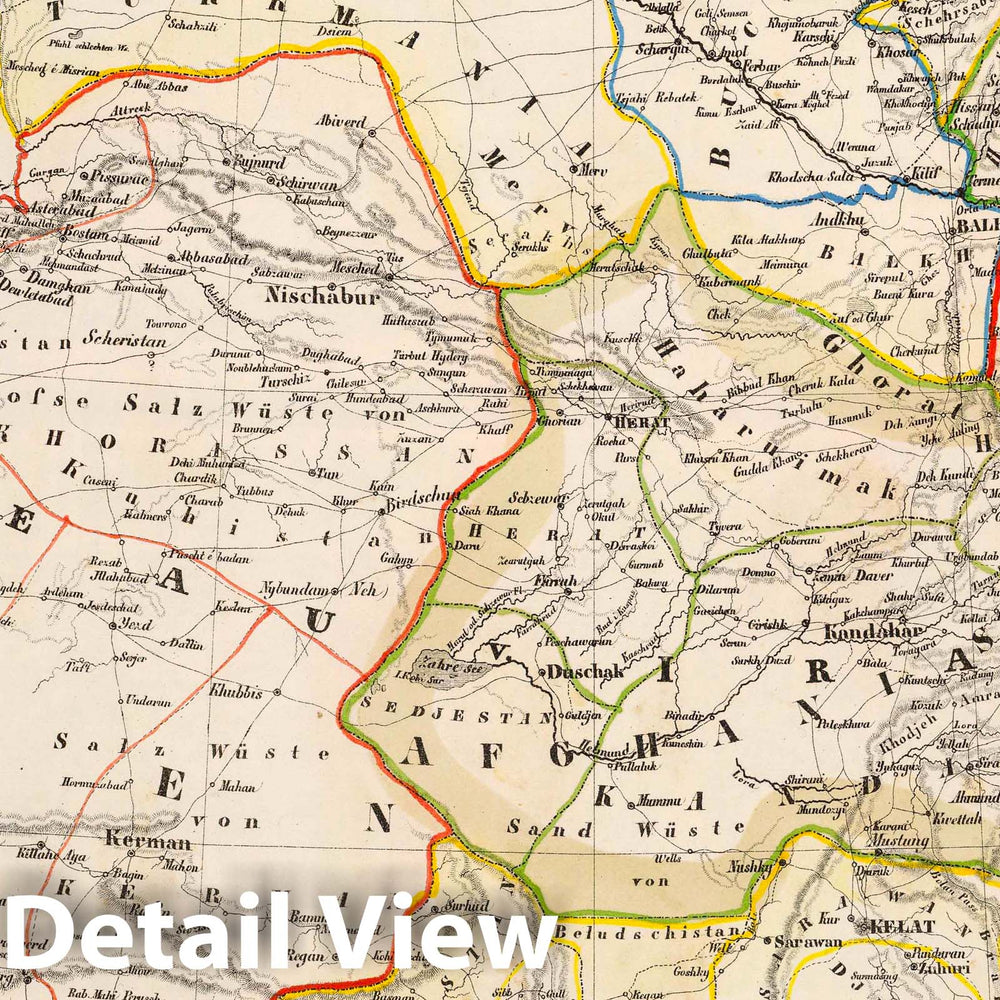 Historic Map : Iran; Pakistan, Asia, Central 1855 W. Hochasien. , Vintage Wall Art