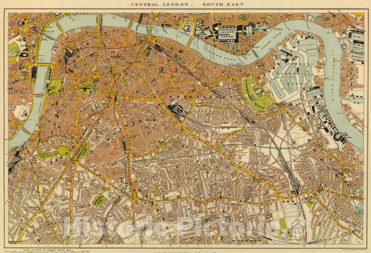 Historic Map : England , London (England), 1901 London SE. , Vintage Wall Art