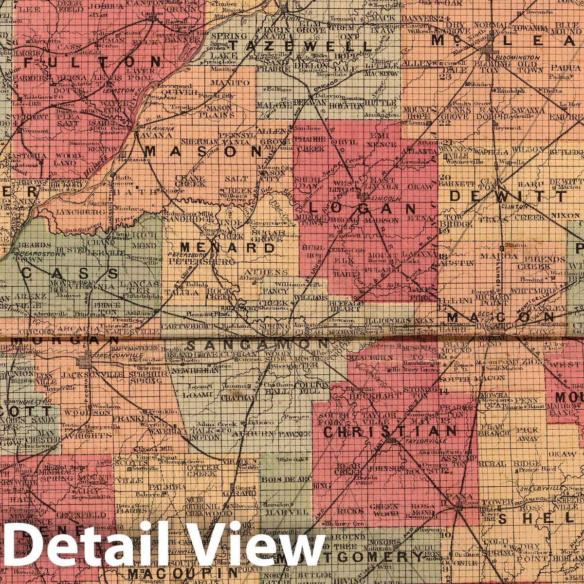 Montgomery County, Illinois - Property Map, 1874 - Historical Map Print