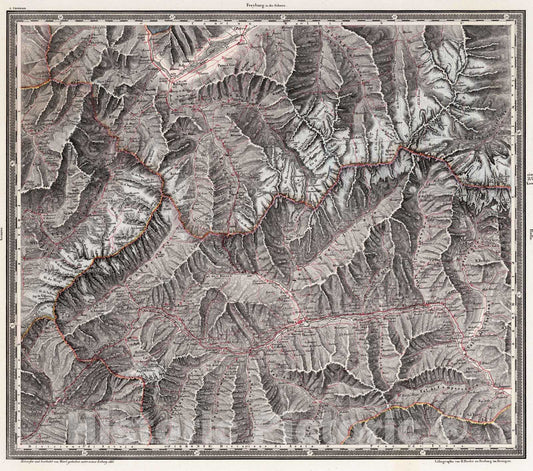 Historic Map : Italy , Aosta (Italy), 1835 Aosta , Vintage Wall Art