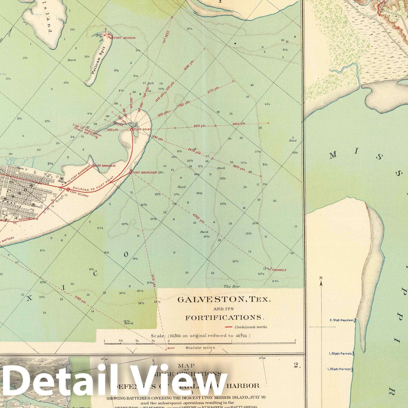 Civil War: Galveston, Charleston Harbor, Port Hudson - Nautical Chart, 1895