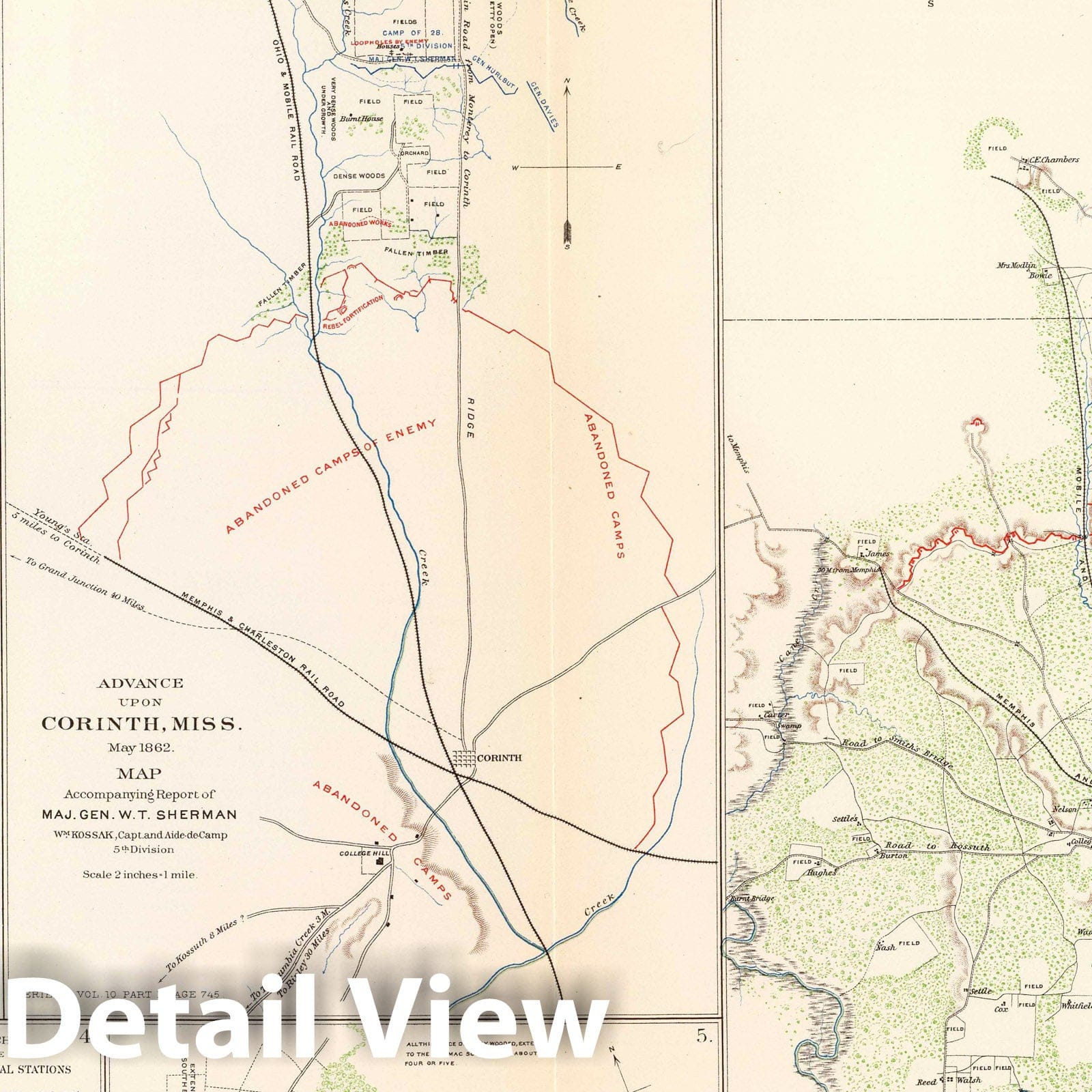 Civil War: Corinth, Shiloh, Dranesville - Military Map, 1895