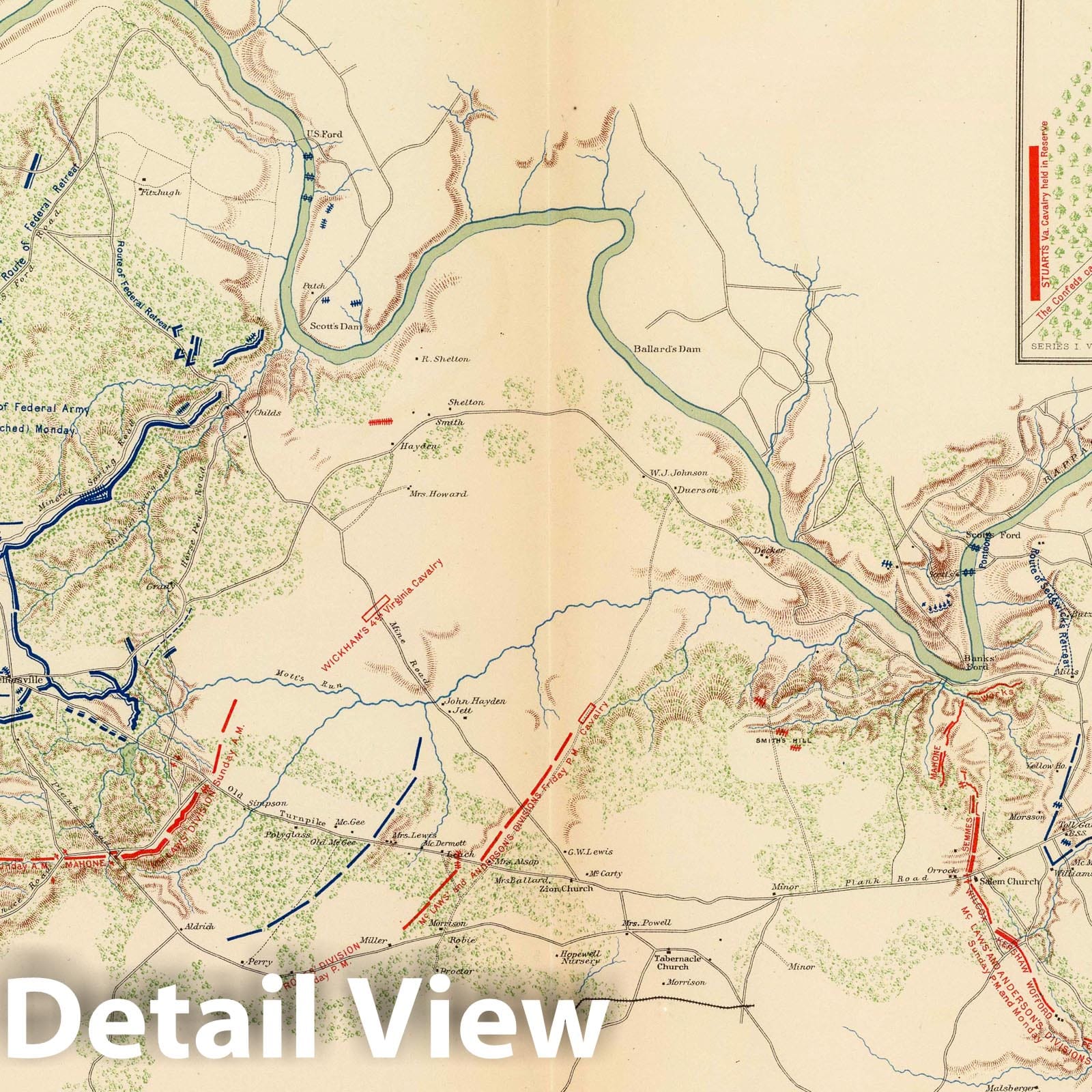 Civil War: Chancellorsville, Fredericksburg, Dranesville - Military Map, 1895