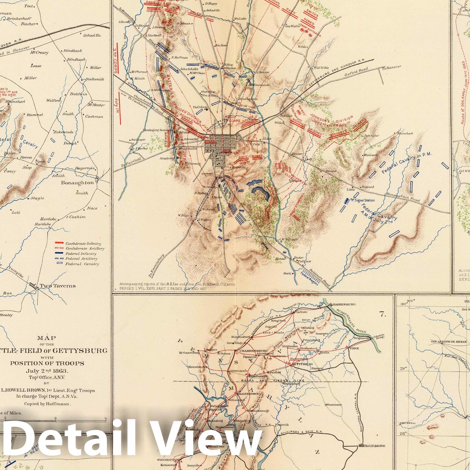 Civil War: Gettysburg, Winchester - Military Map, 1895