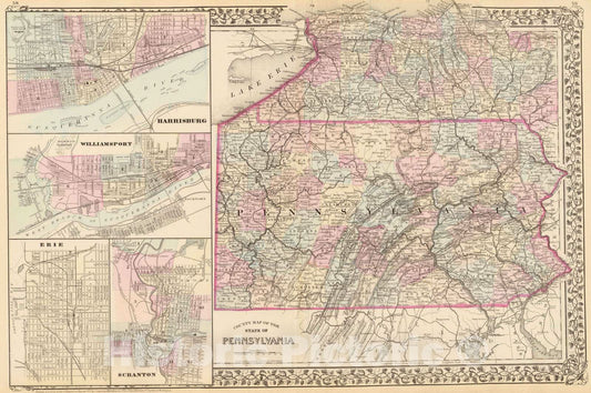 Historic Map : 1880 Pennsylvania. - Vintage Wall Art
