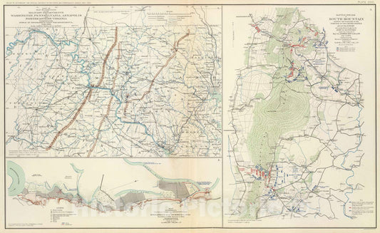 Historic Map : Military Atlas - 1895 Mil. depts. of Wash, Penn, Annapolis, NE Va. - Vintage Wall Art