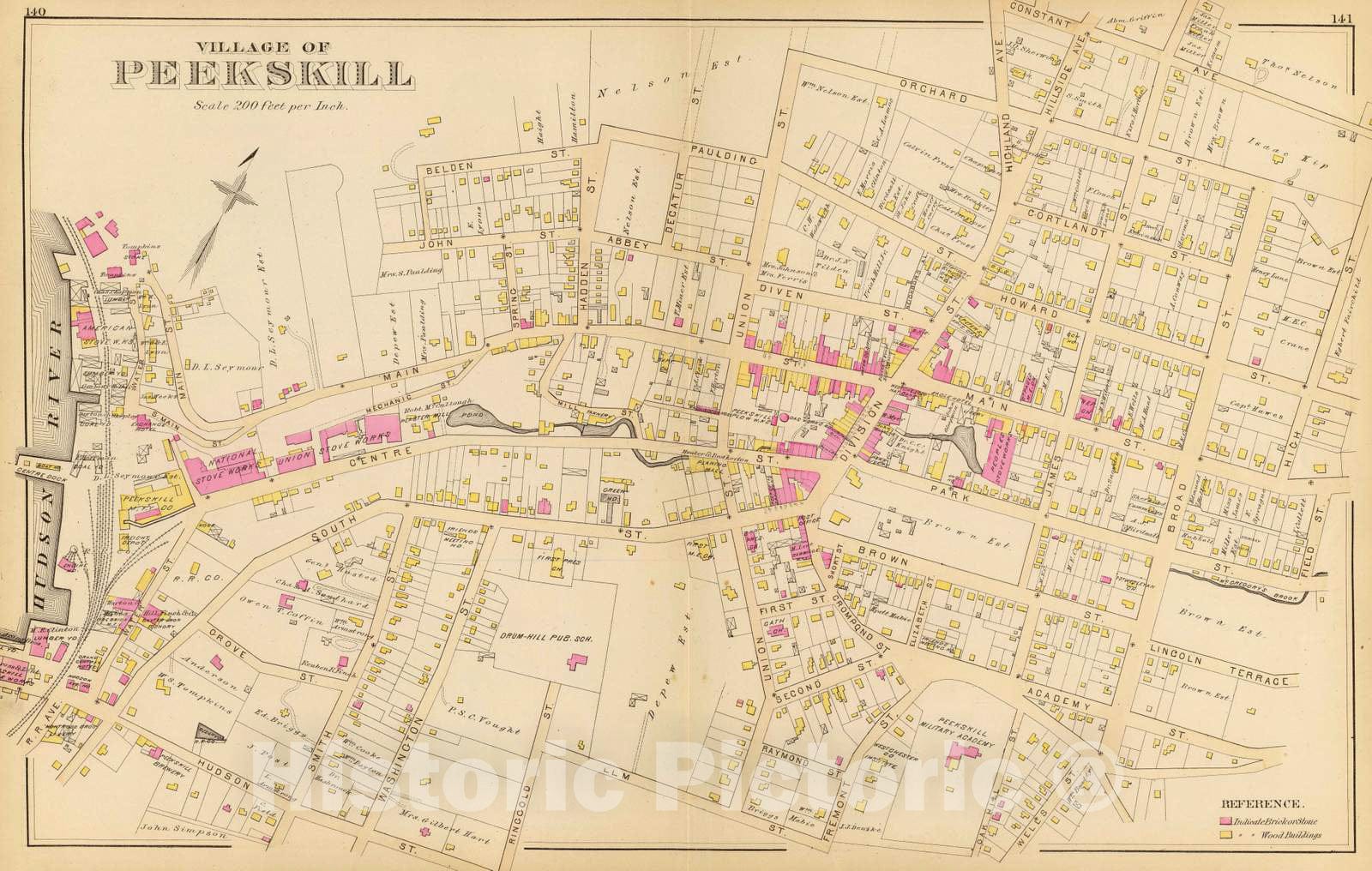 Historic Map : 1881 Peekskill, New York v1 - Vintage Wall Art
