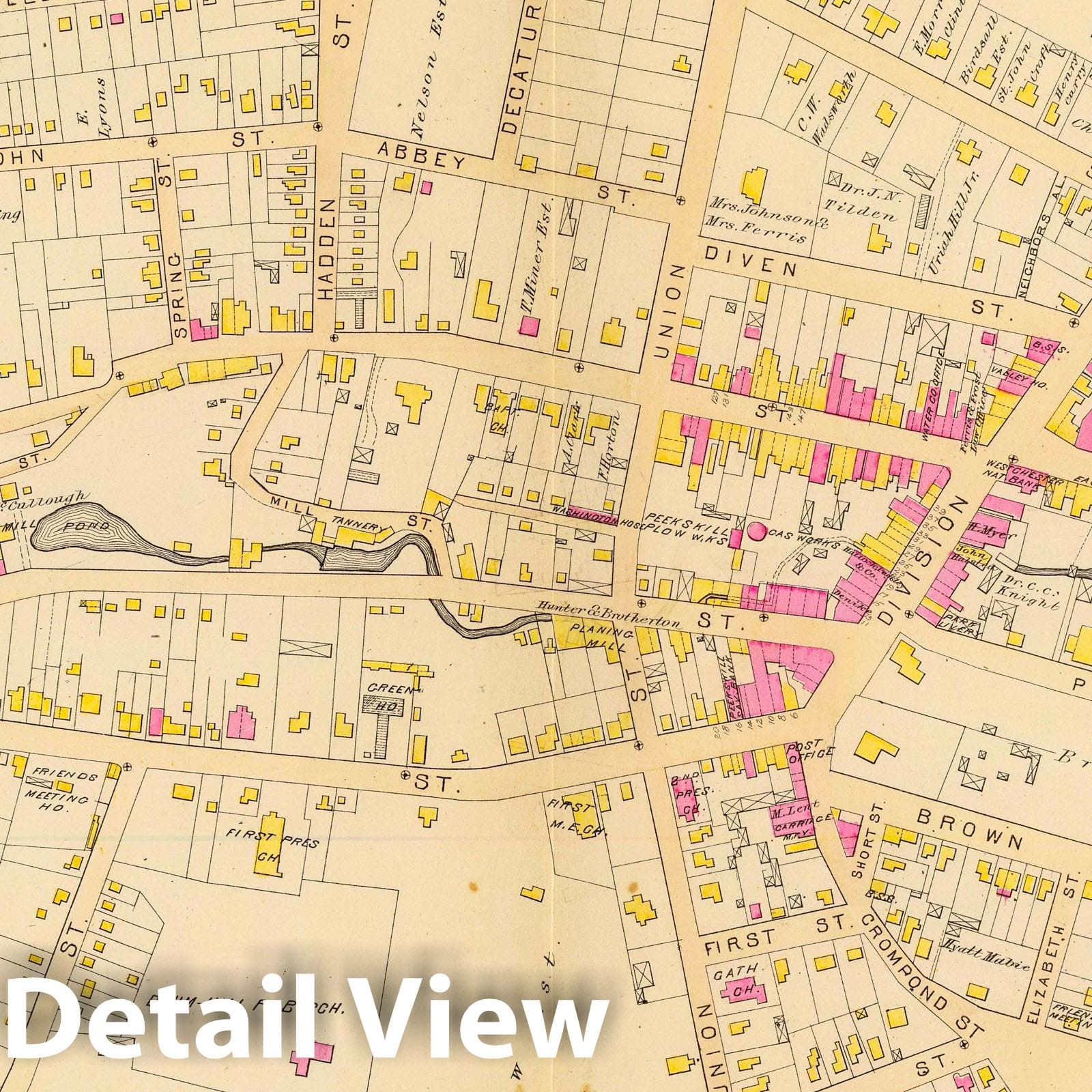 Peekskill, New York - Railroad Map, 1881 - Historical Atlas Print