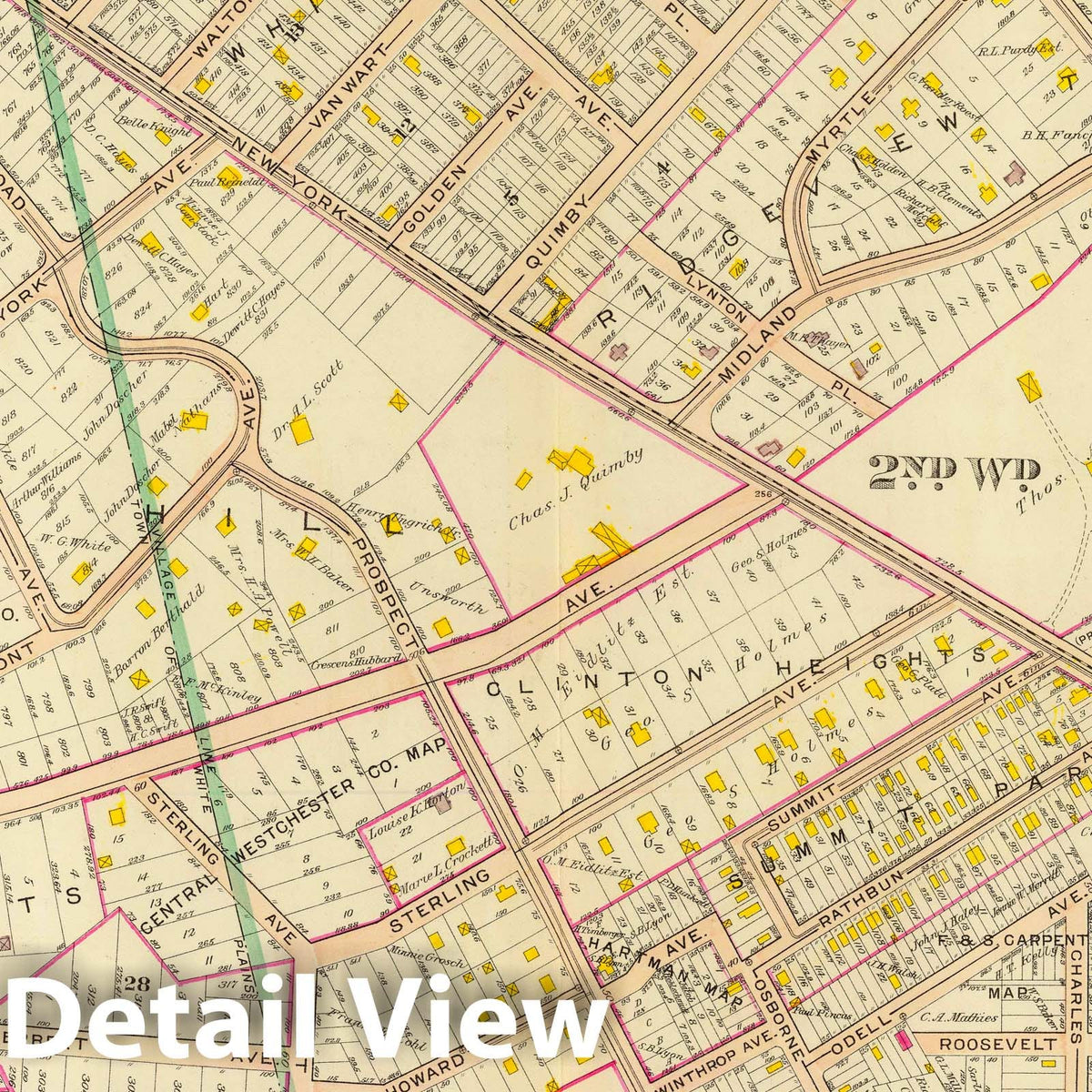 White Plains, New York - Wards 2-3, 1910 - Bromley Atlas Map Print