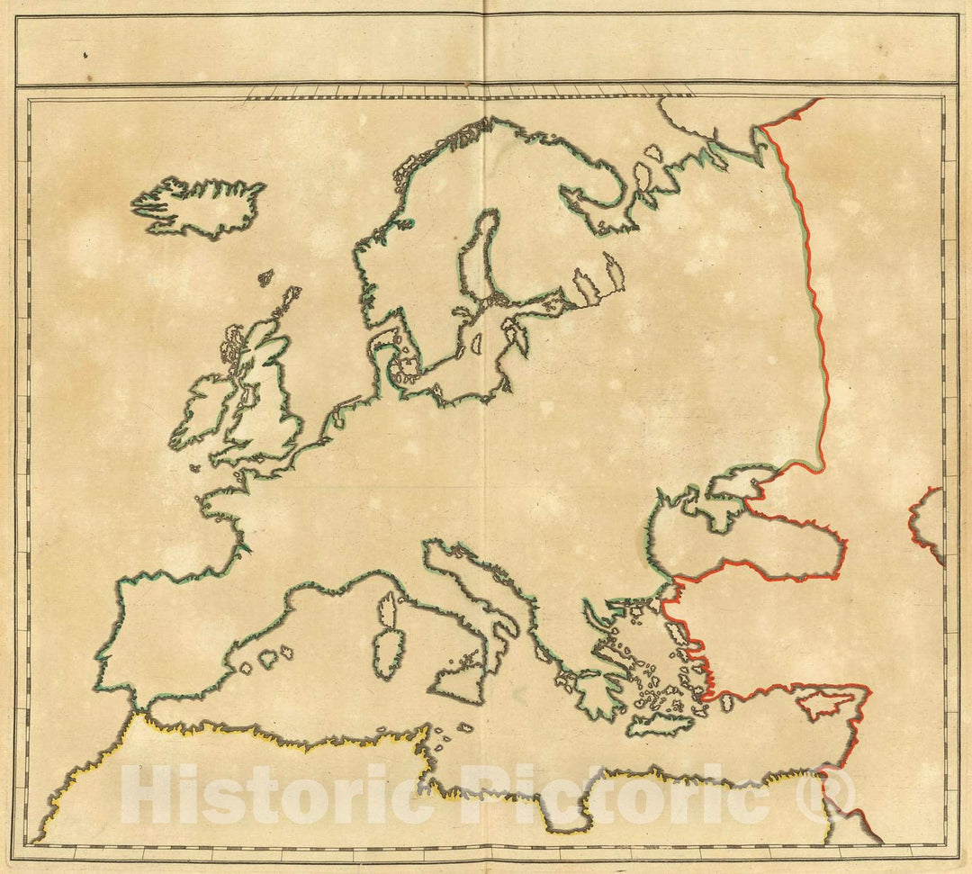 Historic Map : Manuscript Map - 1693 (L'Europe, confins - Outline). - Vintage Wall Art