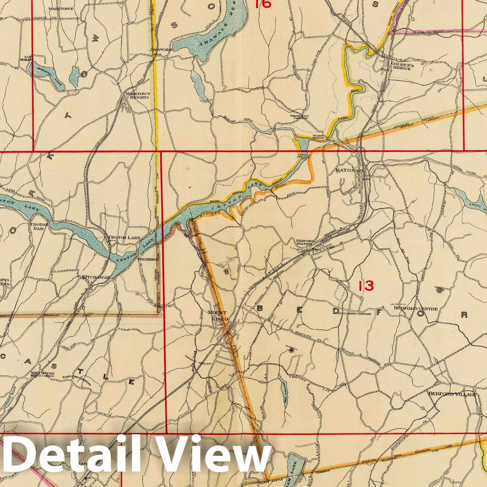 Westchester County, New York and Fairfield County, Connecticut - Upper Section, 1908 Historical Map Print