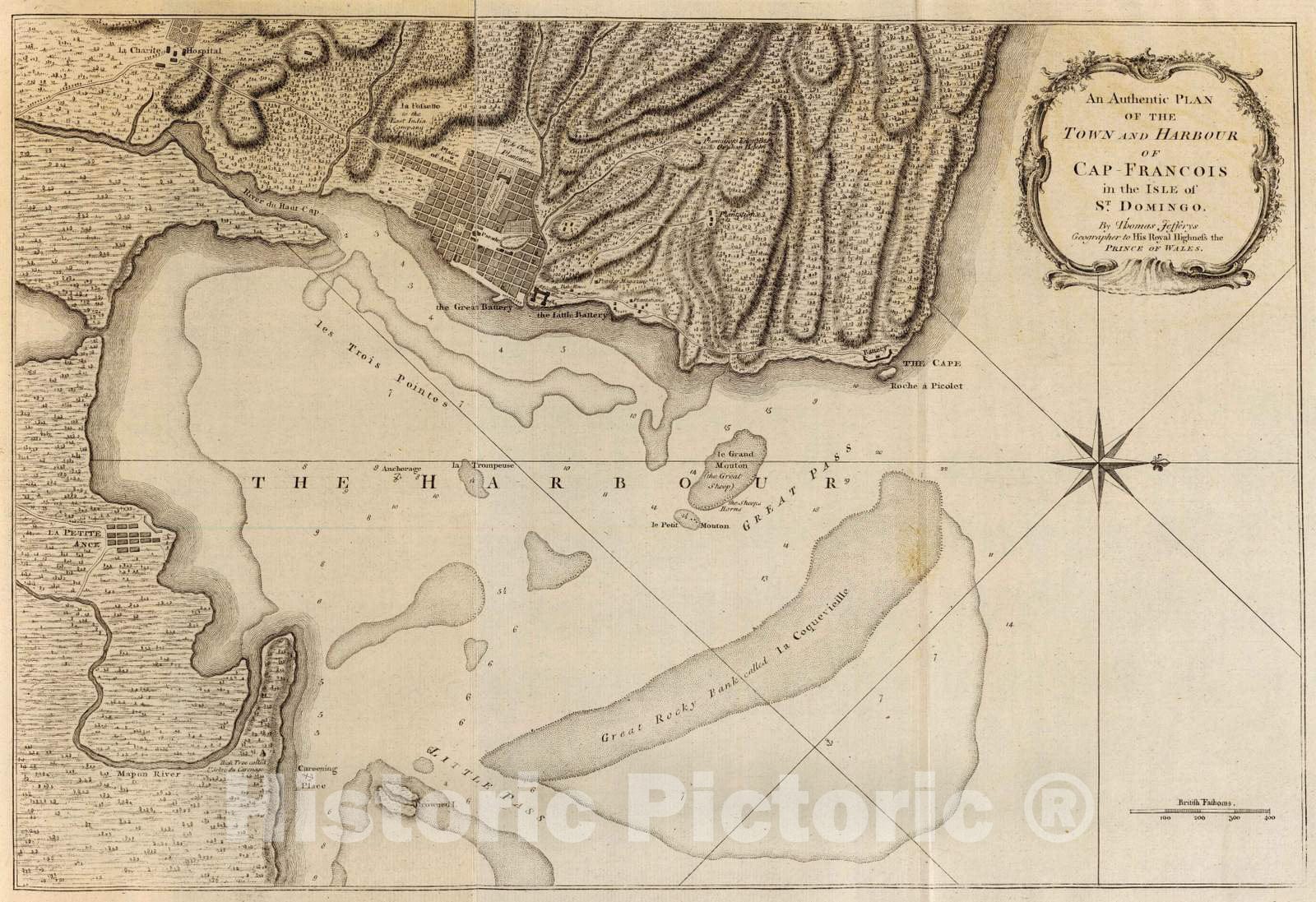 Historic Map : Haiti , Cap-Haitien (Haiti), Region (Haiti) 1760 Cap Francois. , Vintage Wall Art