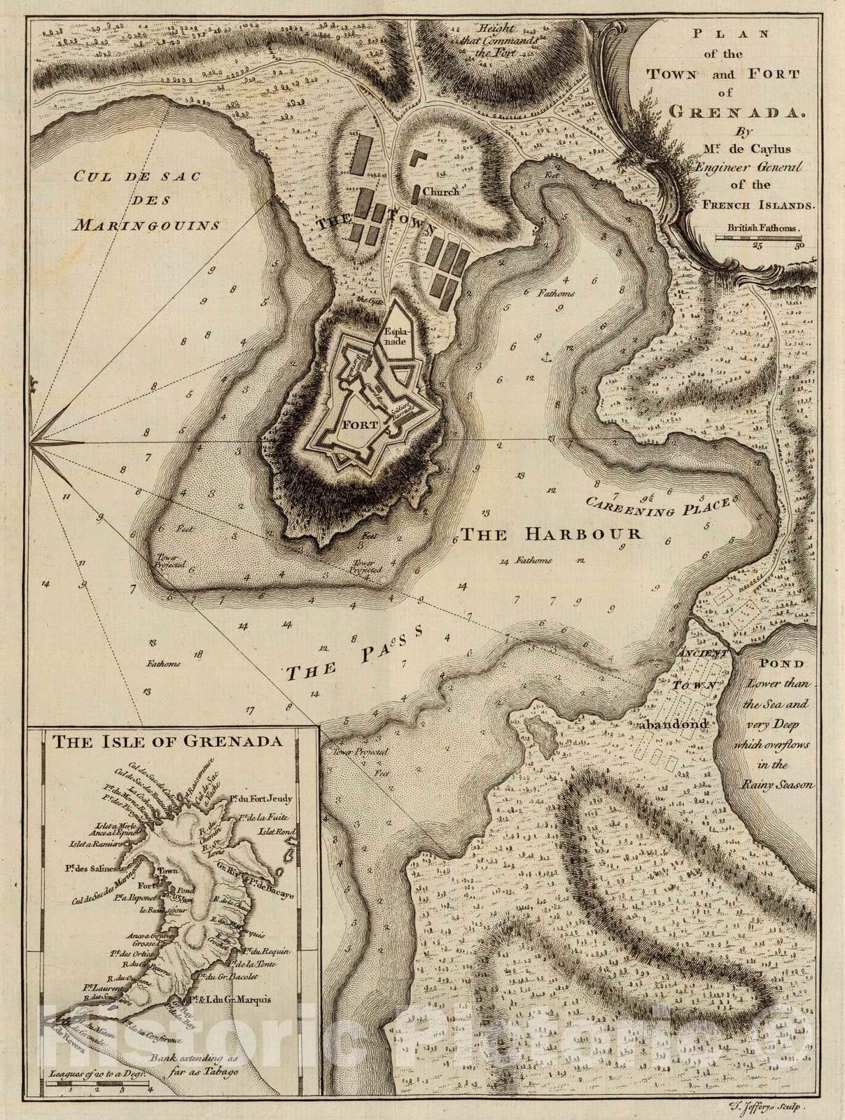 Historic Map : Geography Book - 1760 Grenada. - Vintage Wall Art