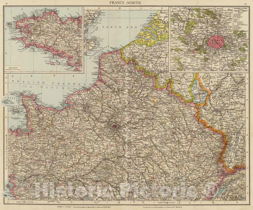 Historic Wall Map : France, 1895 France N. , Vintage Wall Art