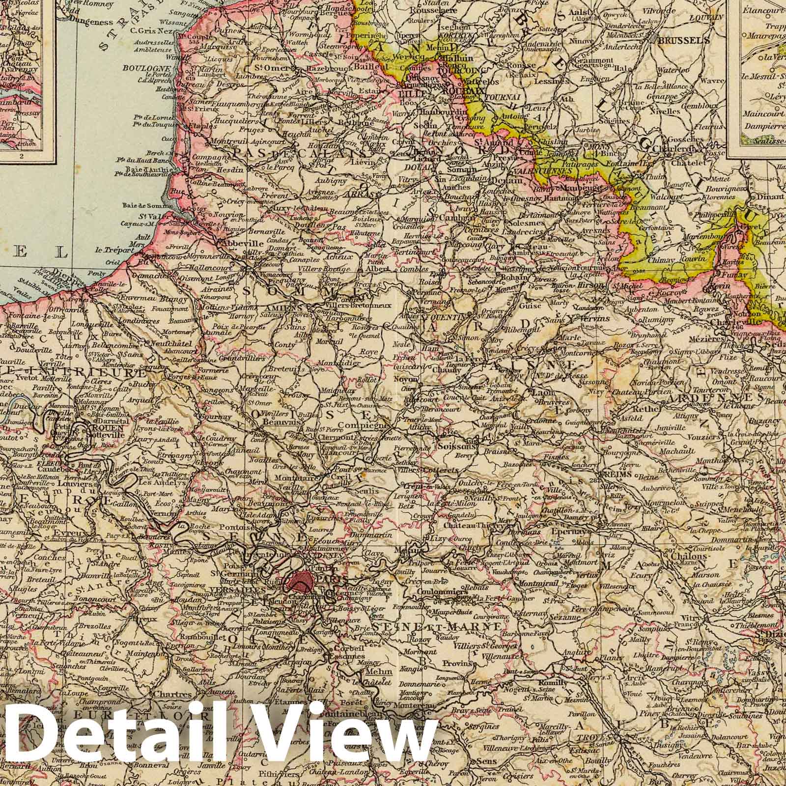 Northern France with Brittany and Environs of Paris - Railroad Map, 1895