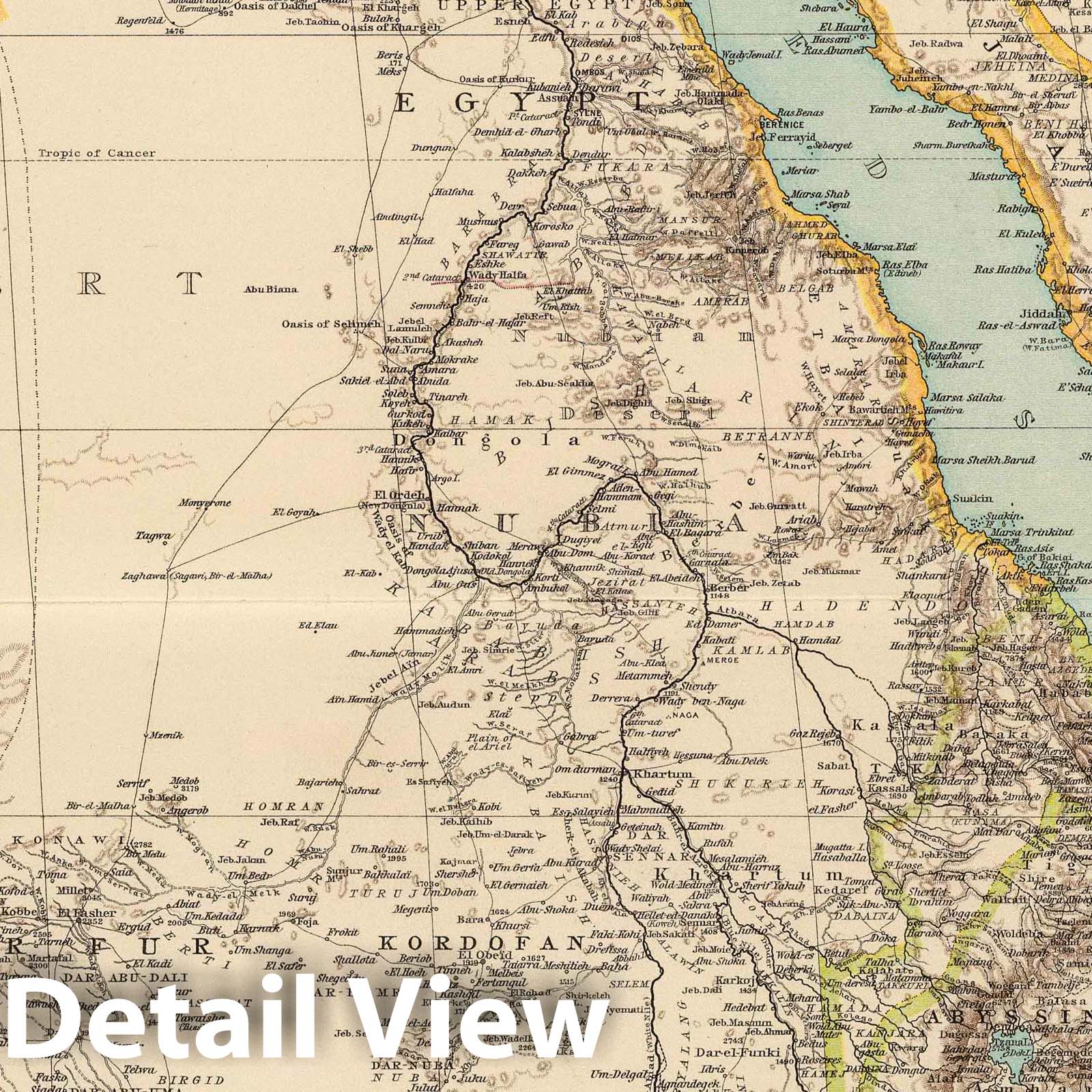 Northeast Africa - Canal Map, 1895 - Historical Map Print
