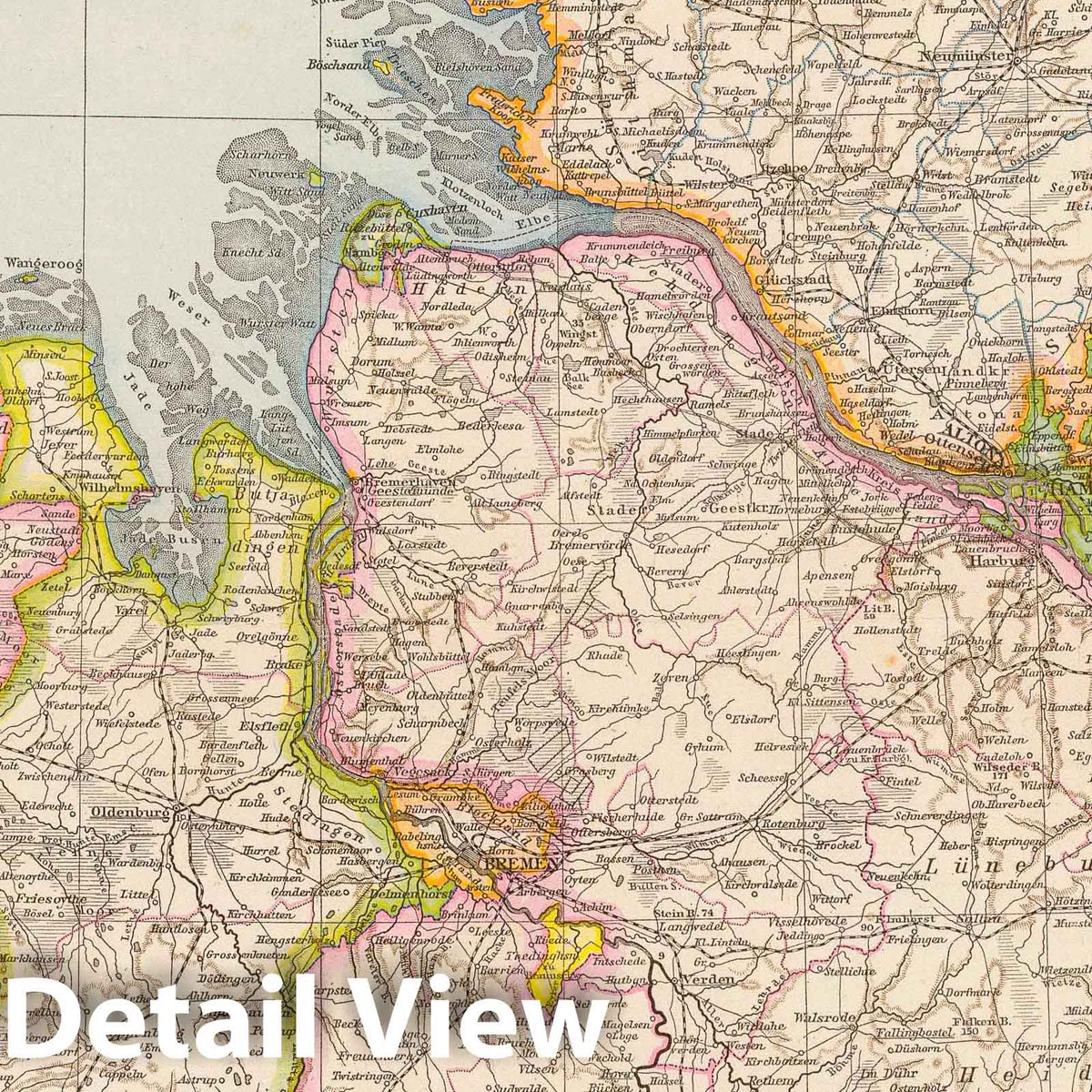 Hanover, Schleswig-Holstein, Northern Germany - Railroad Map, 1881