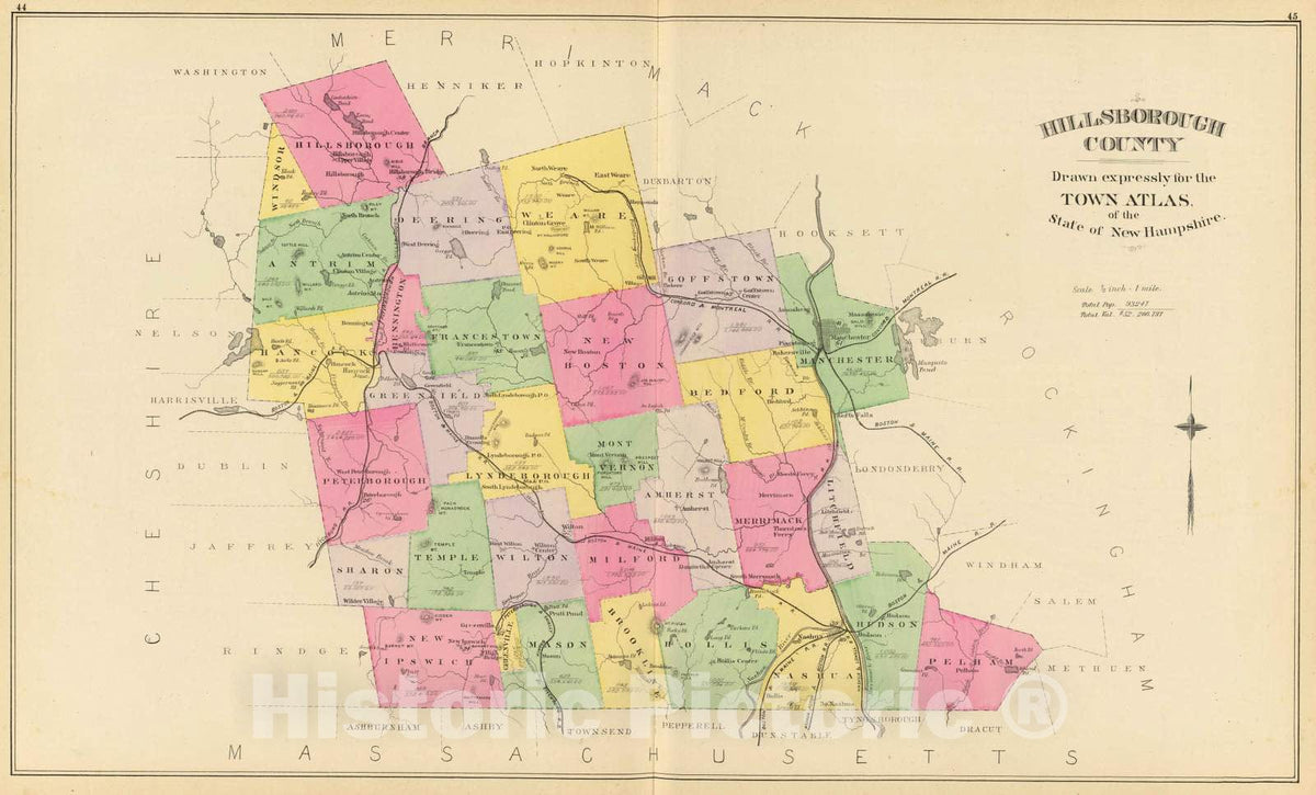 Historic Map : 1892 Hillsborough County. - Vintage Wall Art