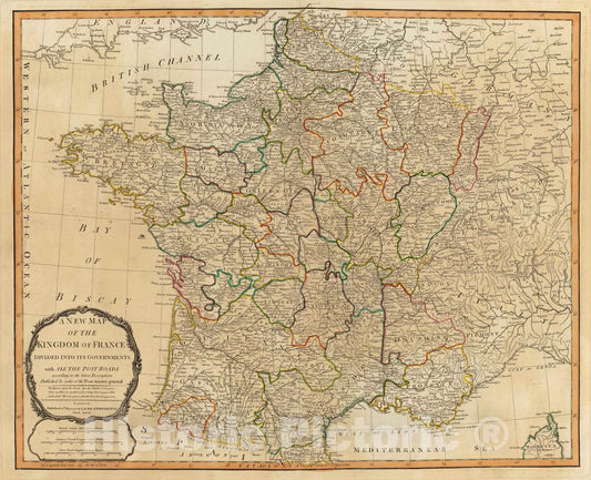 Historic Map : 1794 France, Governments. - Vintage Wall Art