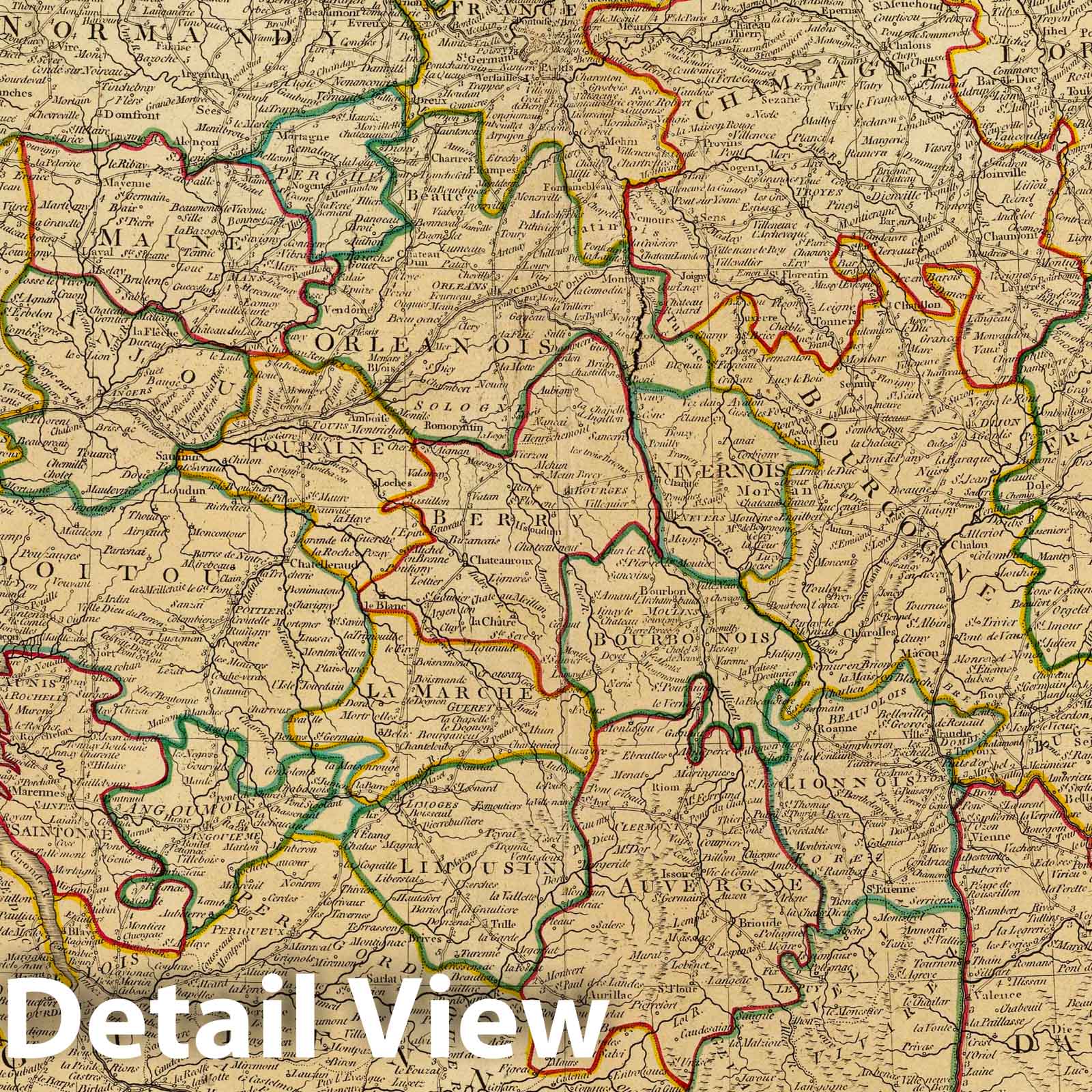 France - Road Map, 1794 - Historical Map Print