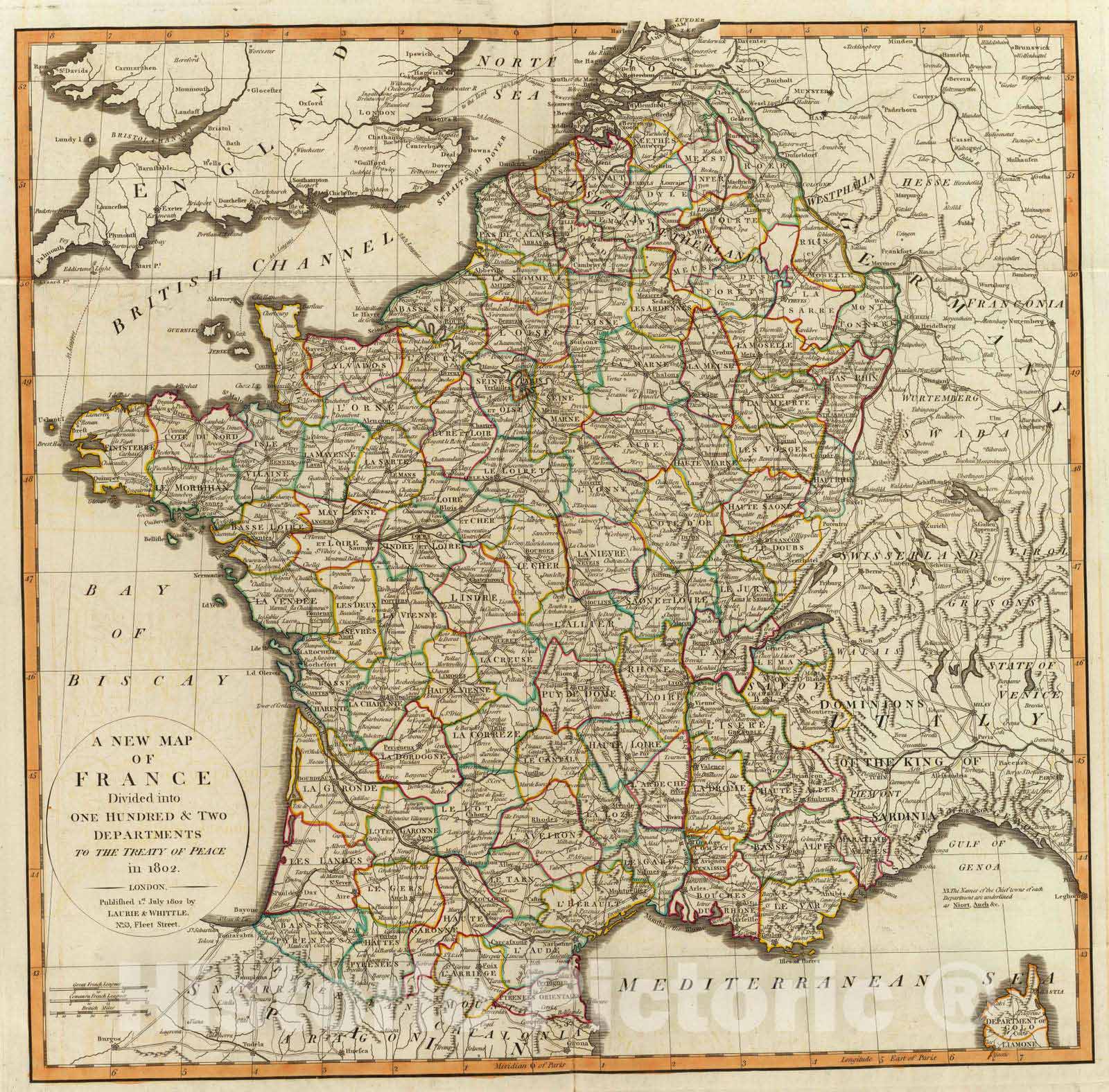 Historic Map : 1802 France, Departments. - Vintage Wall Art