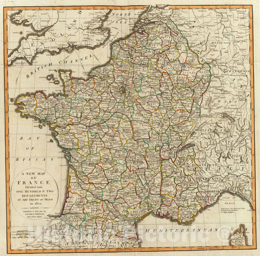 Historic Map : 1802 France, Departments. - Vintage Wall Art
