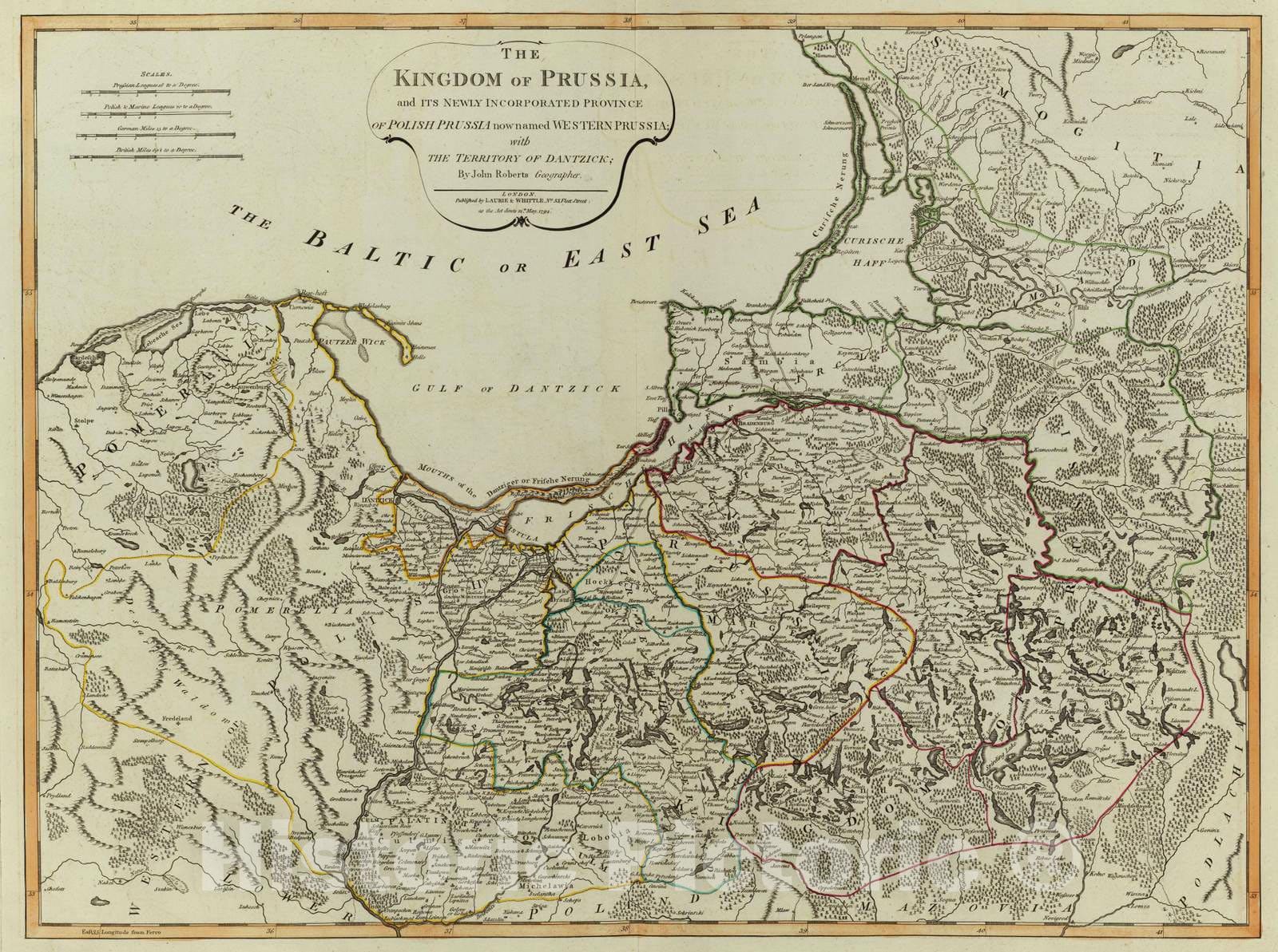 Historic Map : 1794 Prussia, Dantzick. - Vintage Wall Art